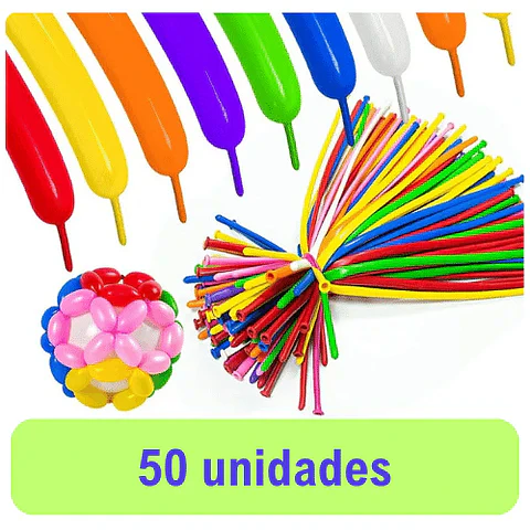 Globo Figura, Colores Surtidos (50 unidades)