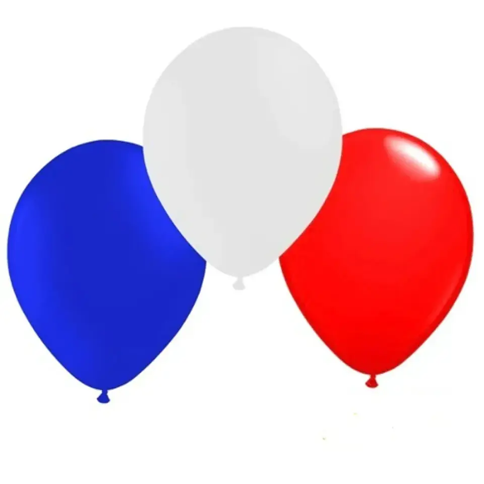 Globos Liso Tricolor (Blanco, azul y rojo) x 25 unidades 1