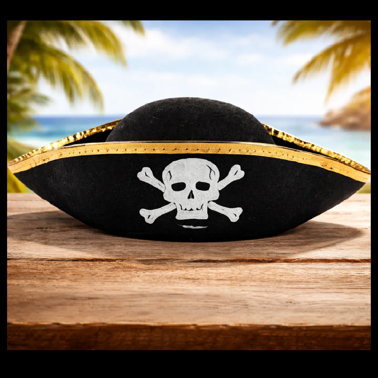 Sombrero Pirata Borde Dorado/Plateado 1