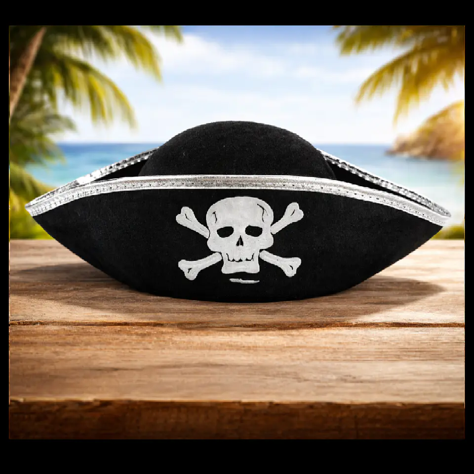 Sombrero Pirata Borde Dorado/Plateado 2