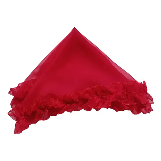 Pañuelo Con Blonda Liso Rojo