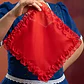 Pañuelo Con Blonda Liso Rojo - Miniatura 2