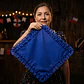 Pañuelo Con Blonda Liso Azul - Miniatura 2