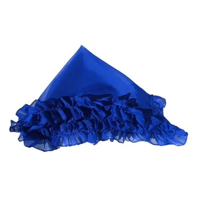 Pañuelo Con Blonda Liso Azul
