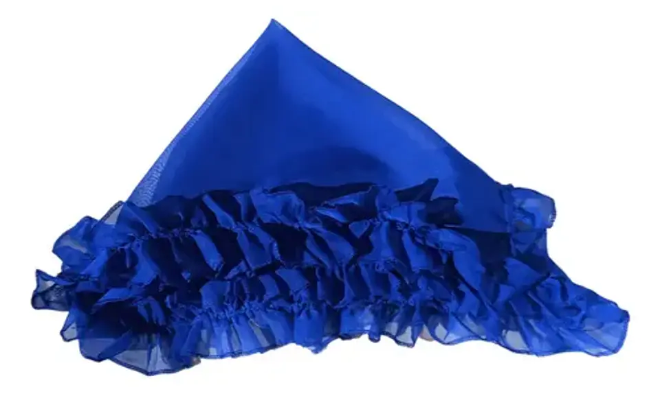 Pañuelo Con Blonda Liso Azul 3
