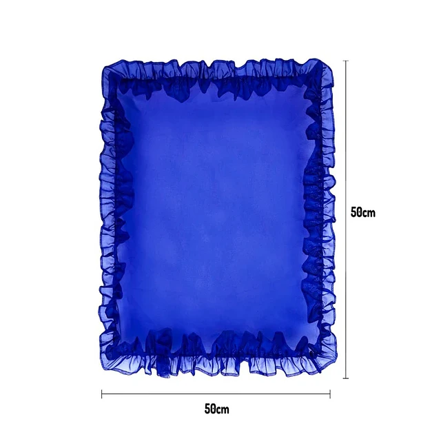 Pañuelo Con Blonda Liso Azul