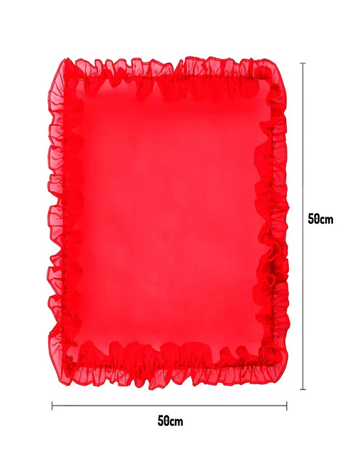 Pañuelo Con Blonda Liso Rojo