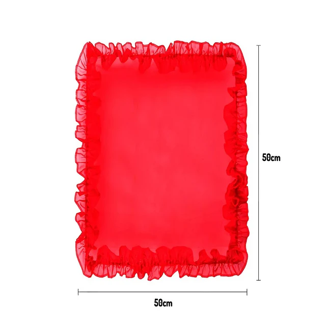 Pañuelo Con Blonda Liso Rojo