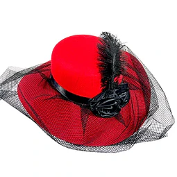 Sombrero Capelina Velo Flor y Pluma
