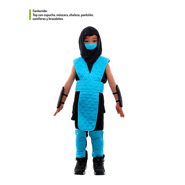 Traje Infantil Ninja Celeste Talla 10-12