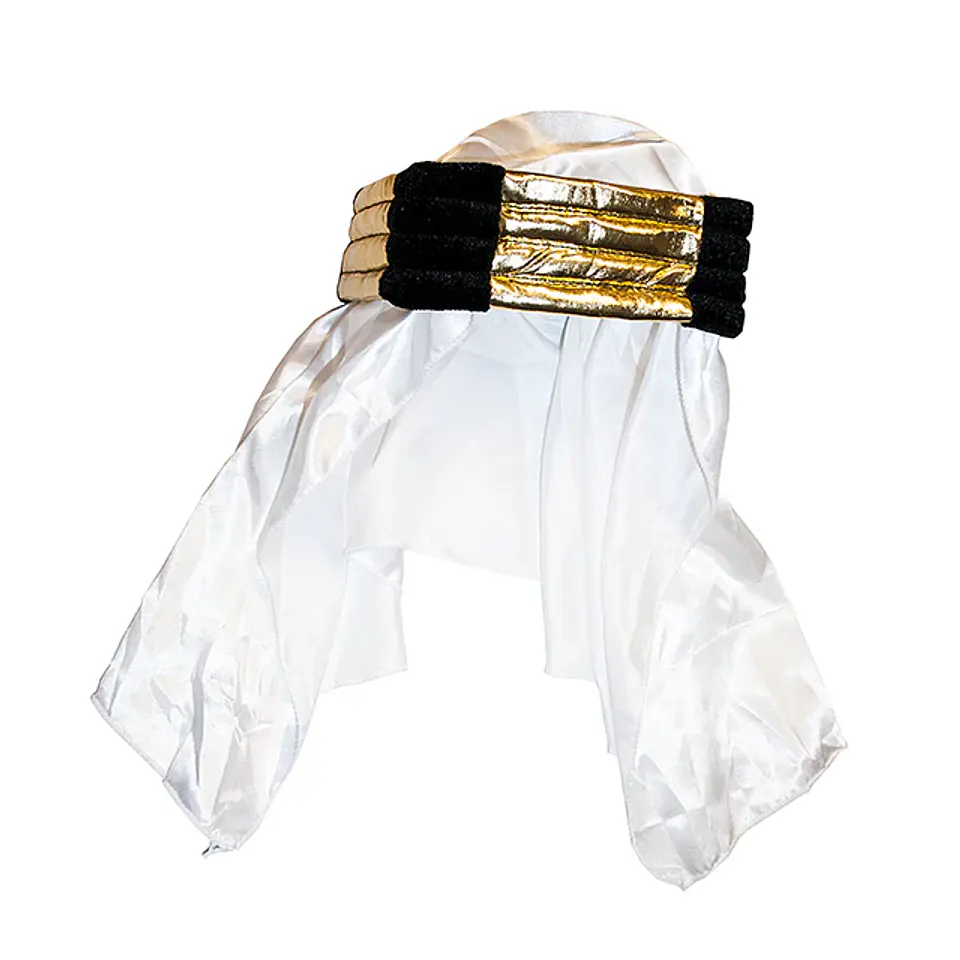 Gorro arabe blanco con cinta dorada 1