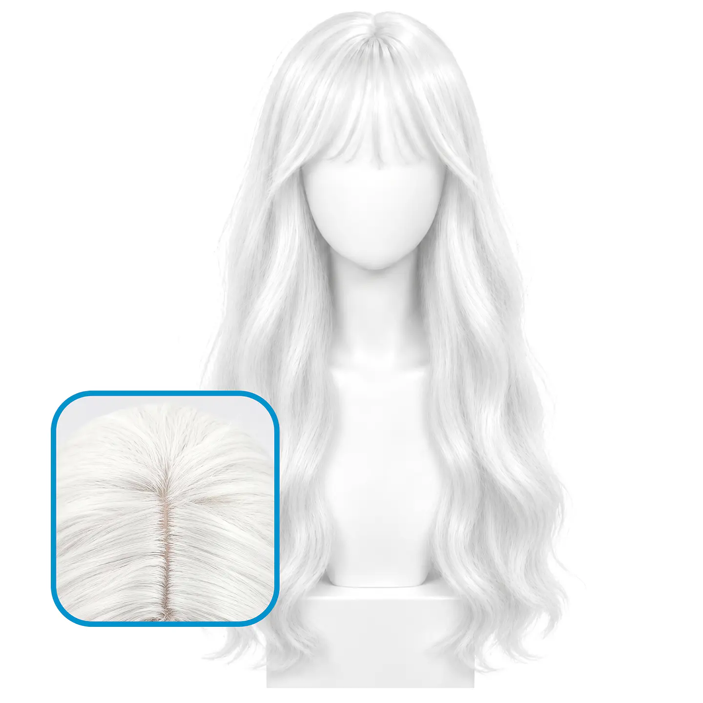 Peluca Larga Ondulada con Chasquilla Blanca 1