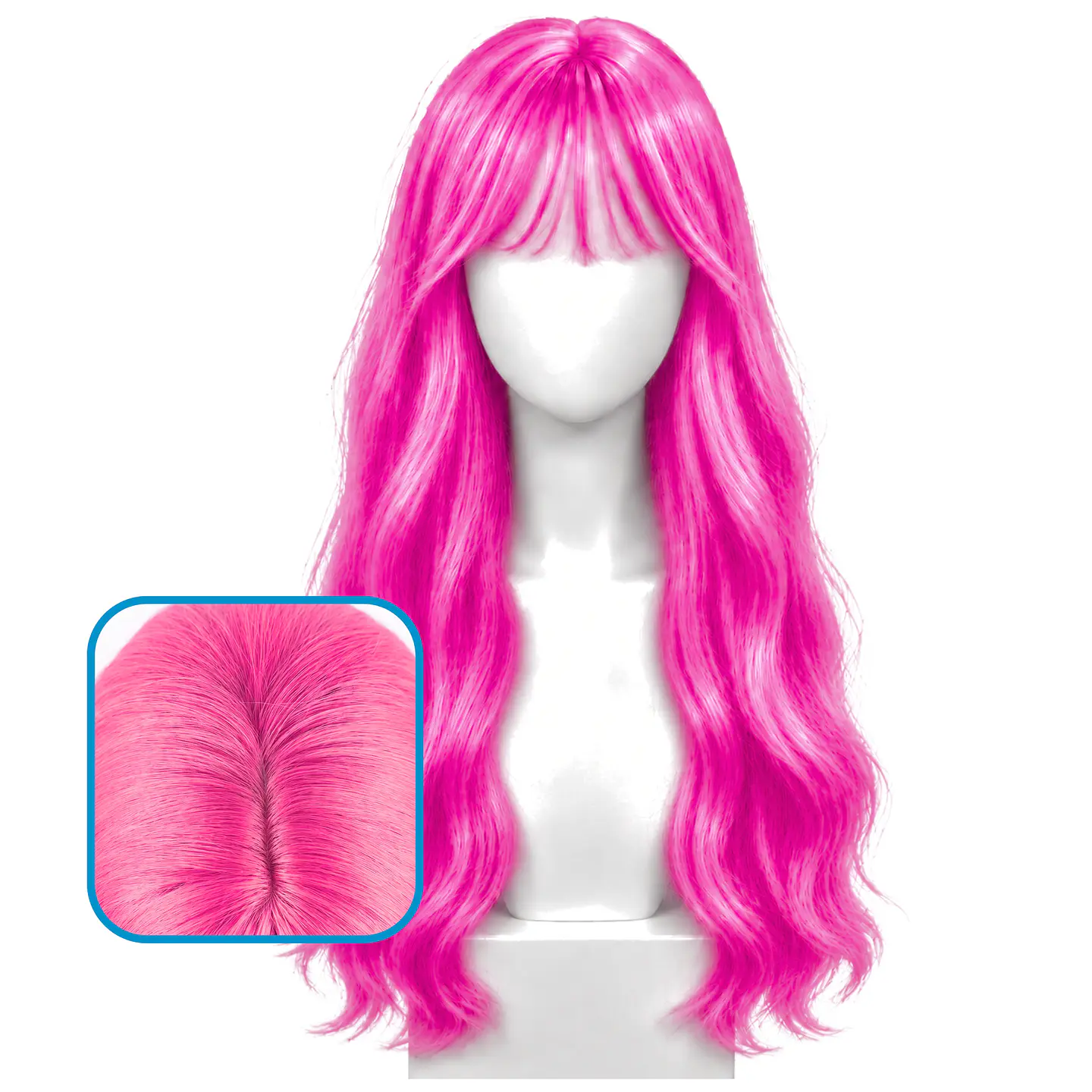 Peluca Larga Ondulada con Chasquilla Fucsia 1
