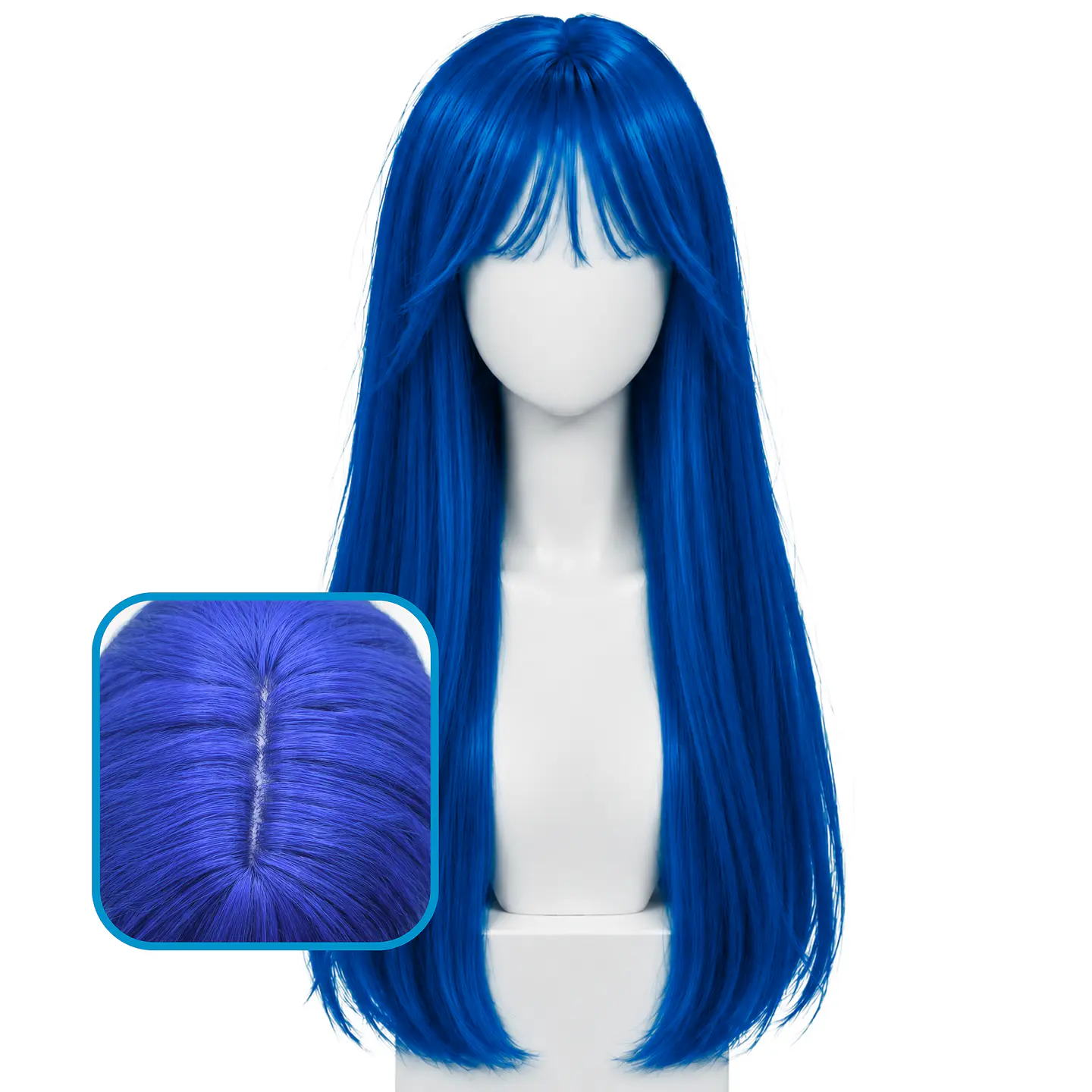 Peluca Larga con Chasquilla Azul 1