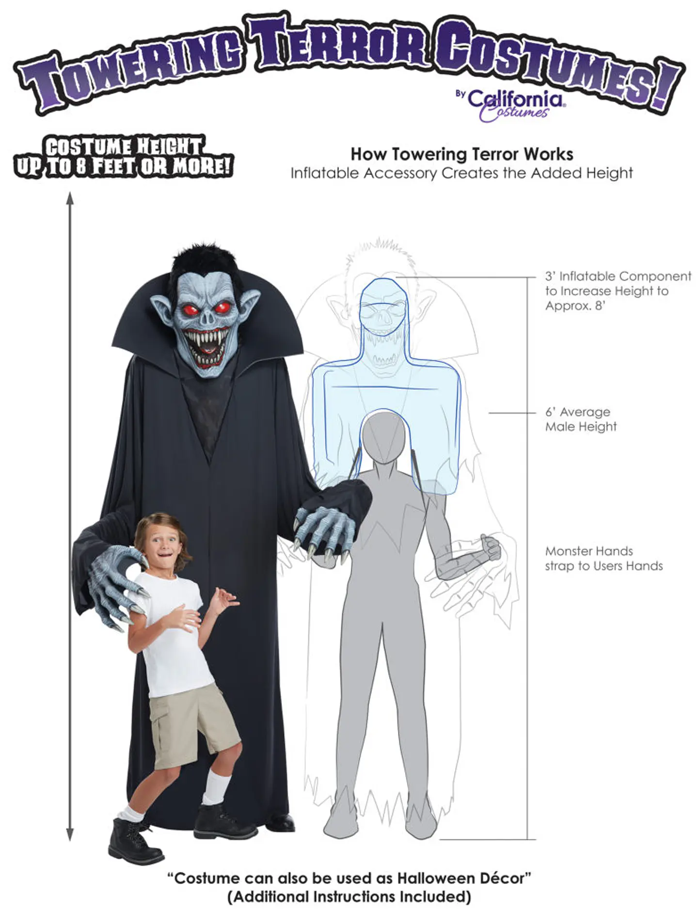 Disfraz Decoración Vampiro -Towering Terror Vampire Adult 4