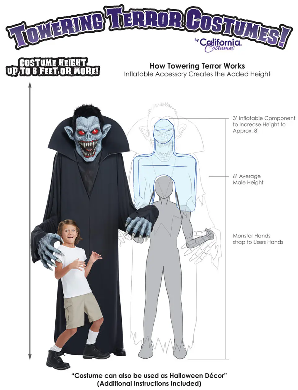 Disfraz Decoración Vampiro -Towering Terror Vampire Adult 4