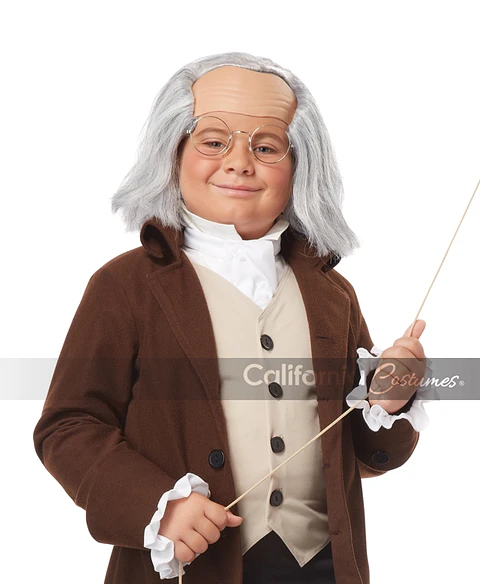 Peluca -Benjamin franklin wig & bald cap/child