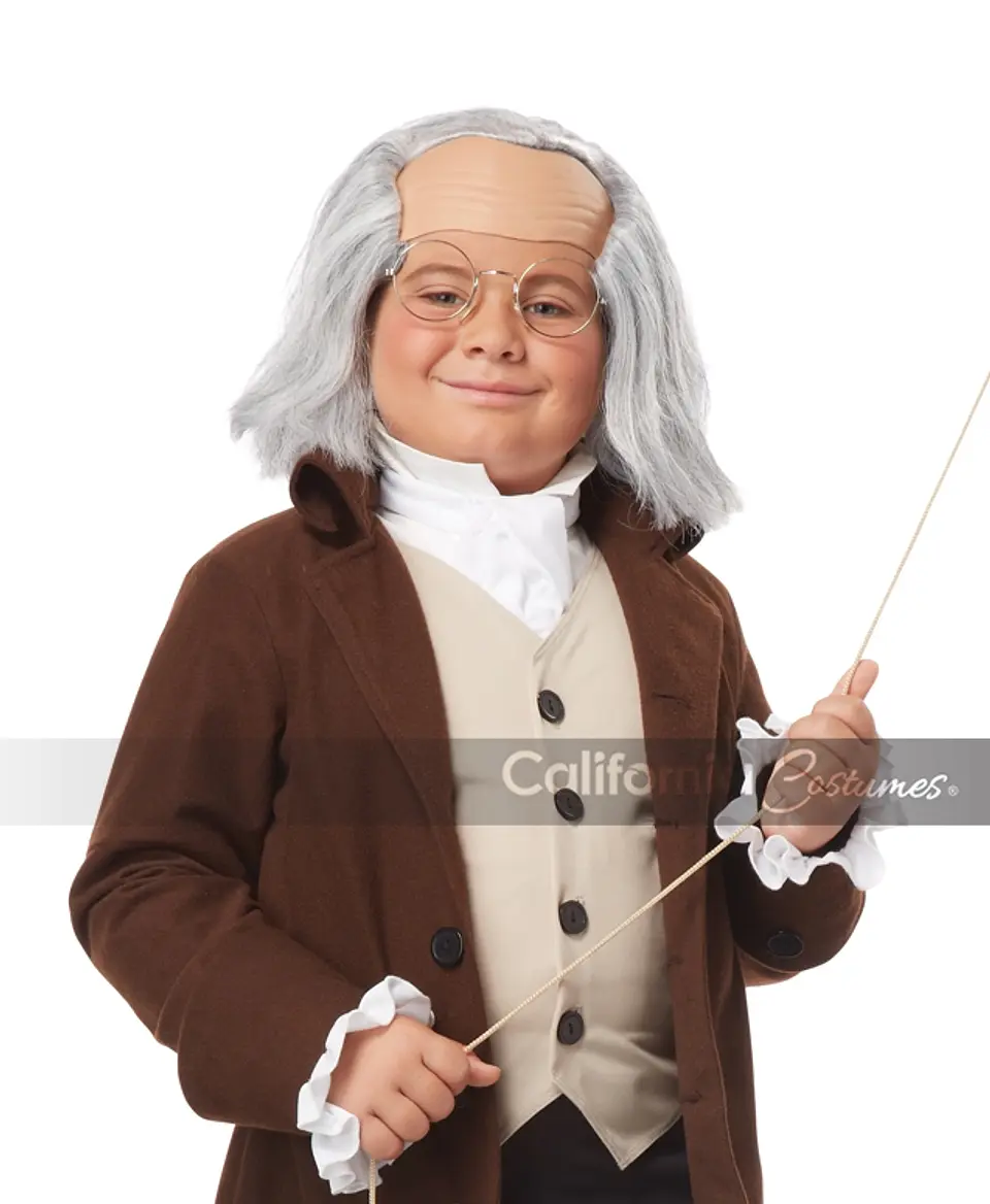 Peluca -Benjamin franklin wig & bald cap/child 2