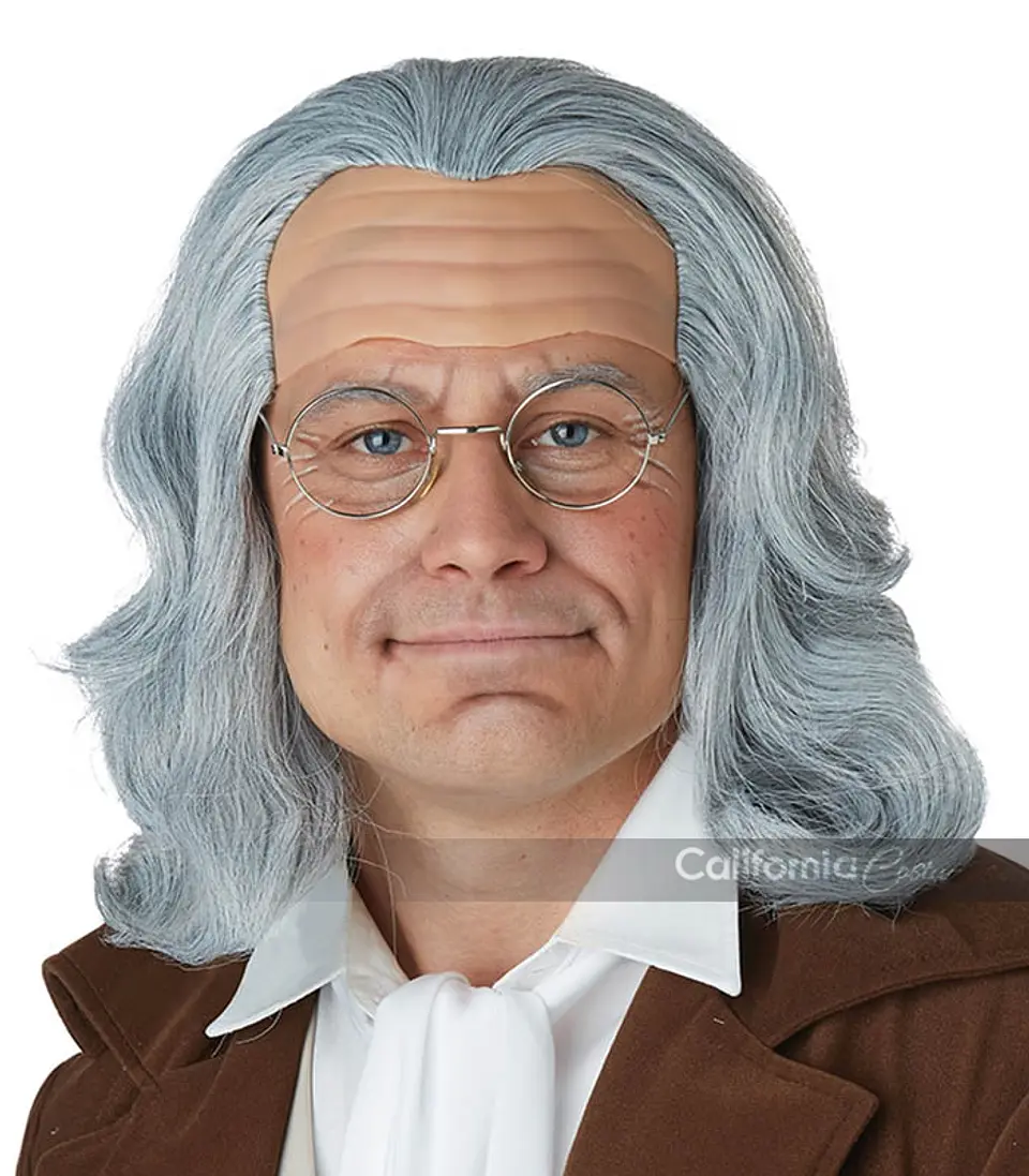 Peluca -Benjamin franklin wig & bald cap/adult 1