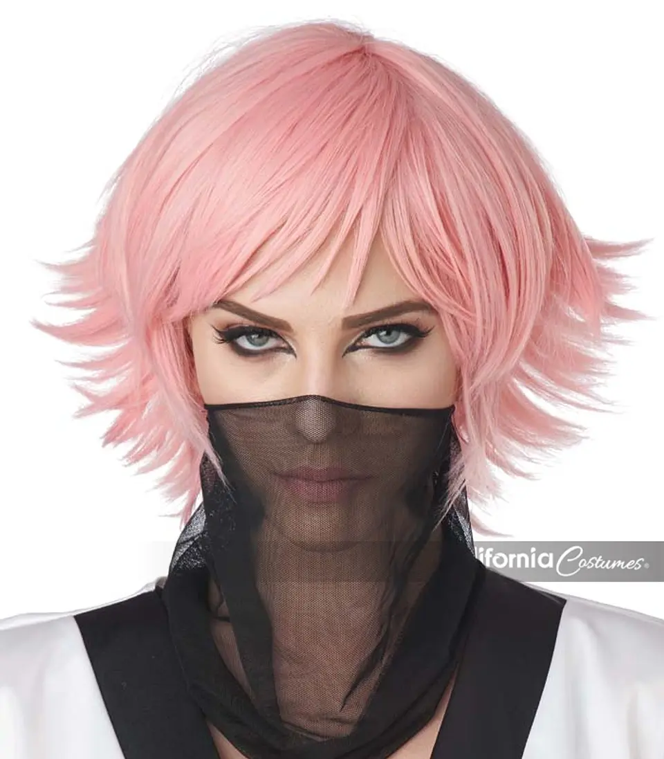 Peluca Anime Rosa -Feathered cosplay wig 1