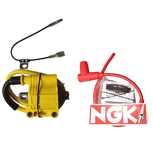 BOBINA COIL DE ENCENDIDO RACIN NIBBI CON CABLE NGK UNIVERSAL 1 PIN