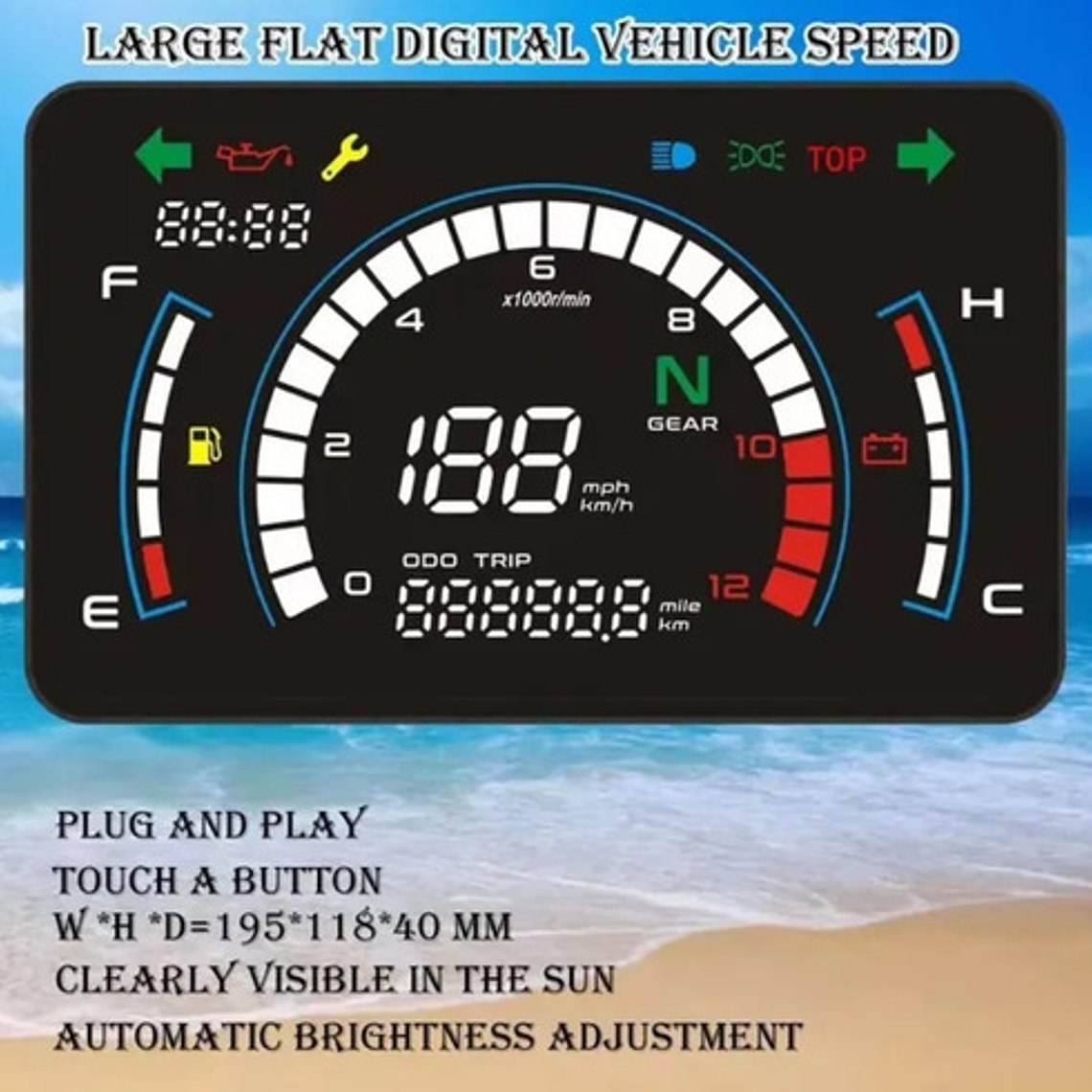 Metro Digital Tft Auto Regulación Para Motocicleta 3