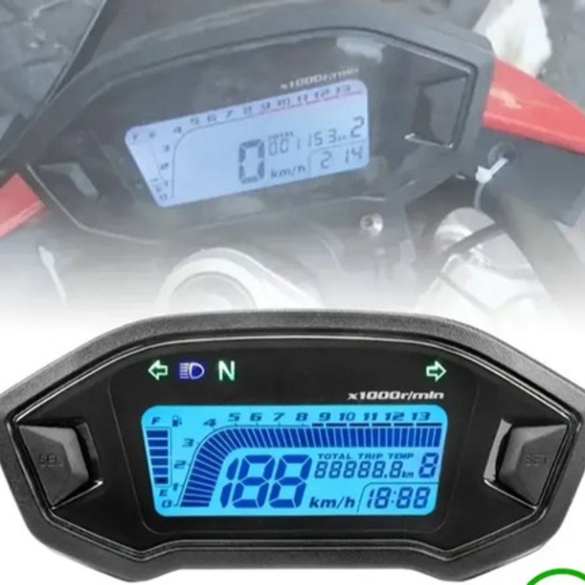 Tacómetro Y Velocímetro Pantalla Grande Universal Con Sensor 1