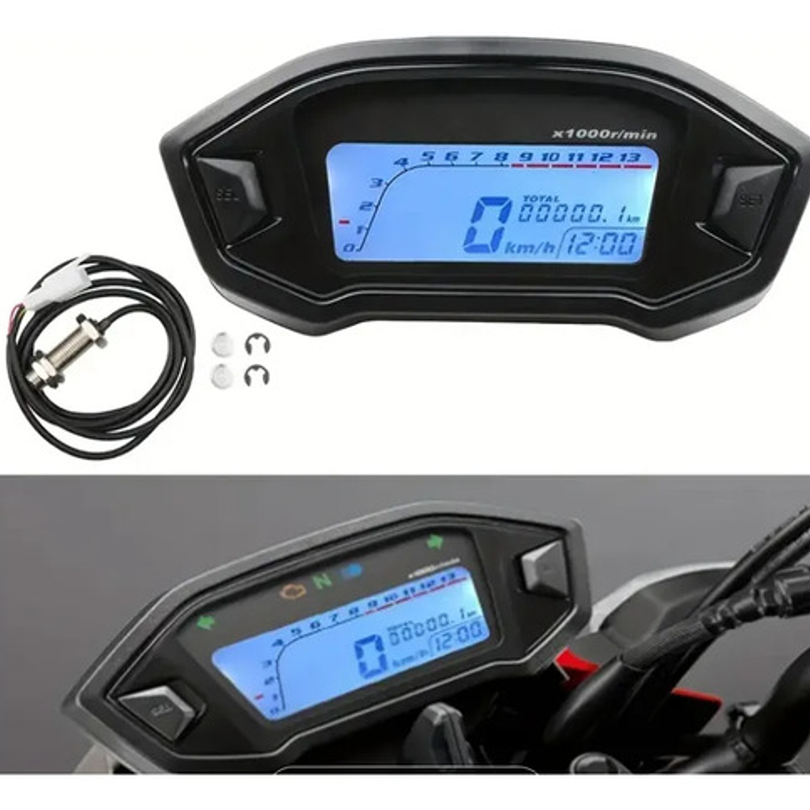 Tacómetro Y Velocímetro Pantalla Grande Universal Con Sensor 4