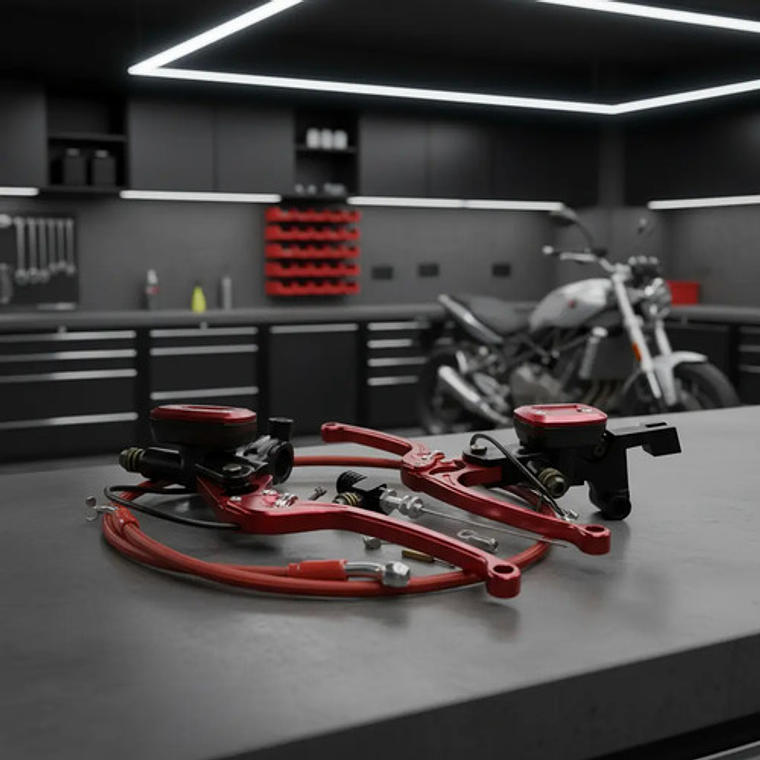Clutch Y Freno Hidráulico Kit Universal Rojo 2.0 De Lujo 1