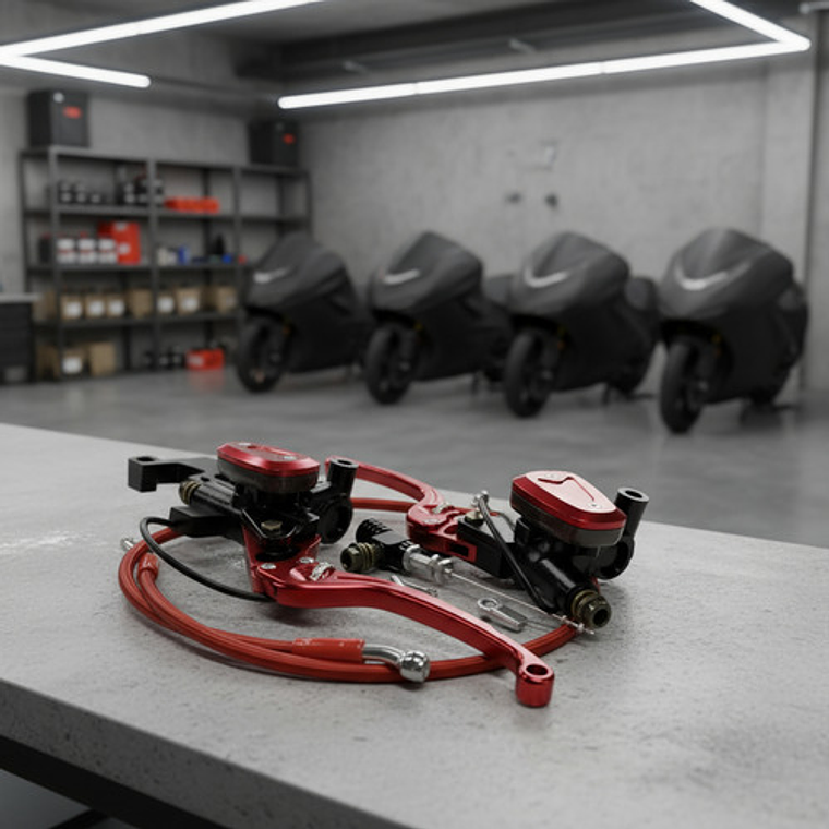 Clutch Y Freno Hidráulico Kit Universal Rojo 2.0 De Lujo 3