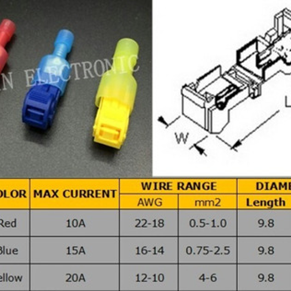 25 Par Terminales De Conectores De Cable Electricos Crimpado 3
