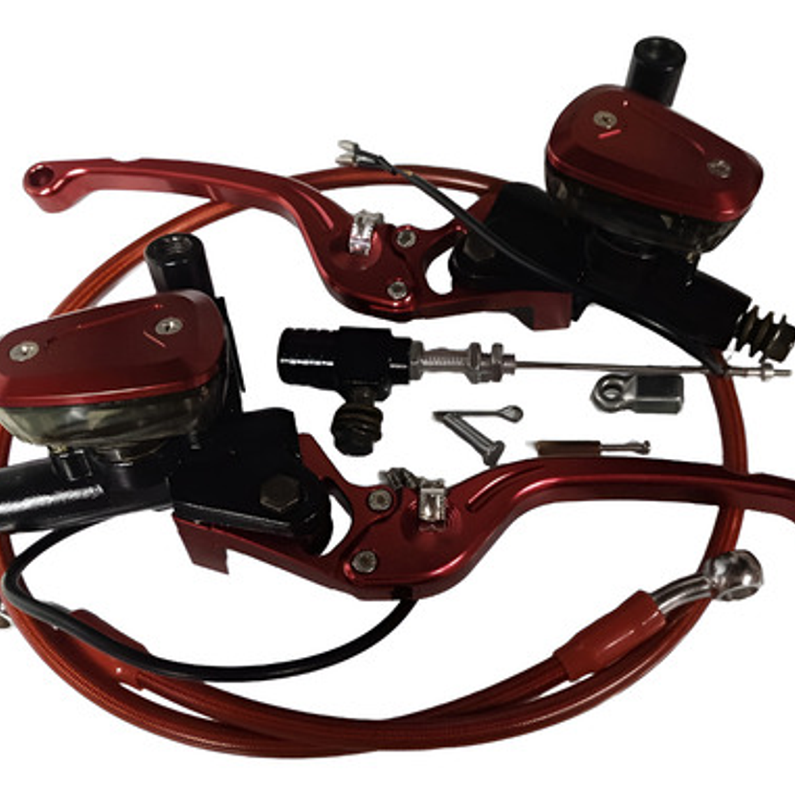 Clutch Y Freno Hidráulico Kit Universal Rojo 3