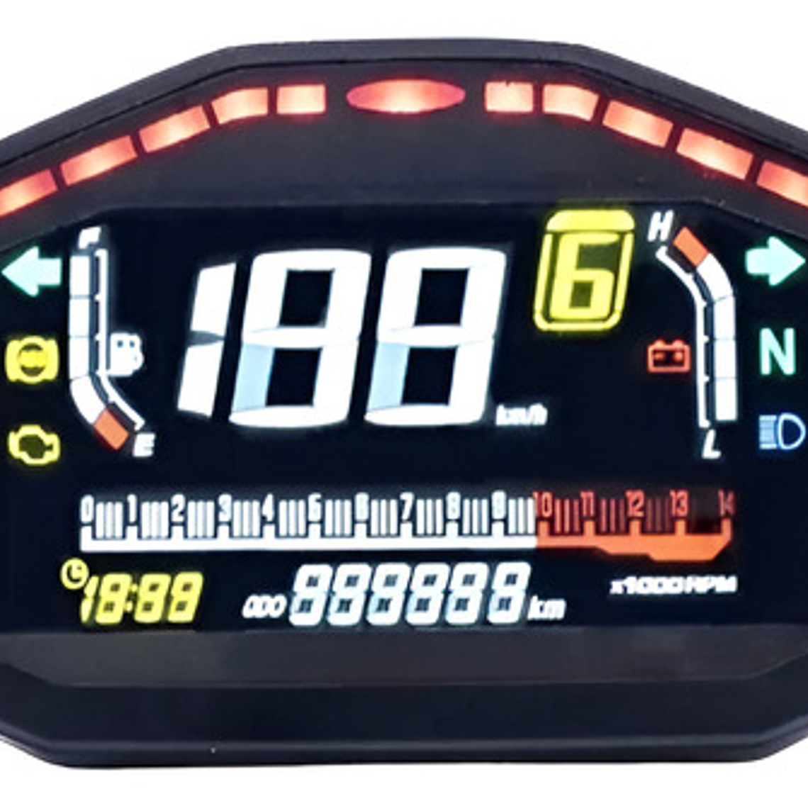 Velocímetro Universal Racing Motocicleta Cristal Liquido 6 M 1