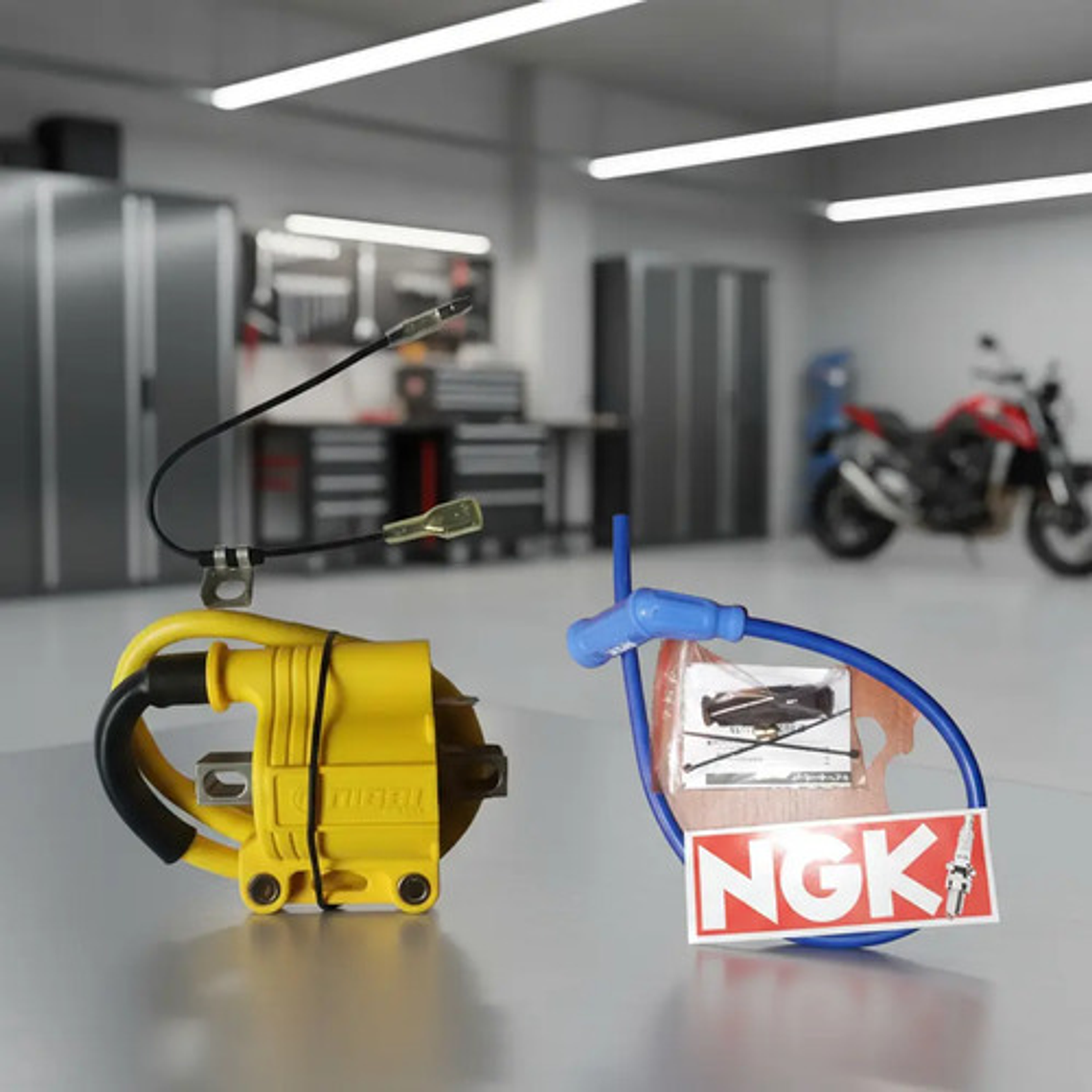 Bobibi Nibbi Amarilla De Alta, Cable Ngk Amarillo,azul, Rojo 1