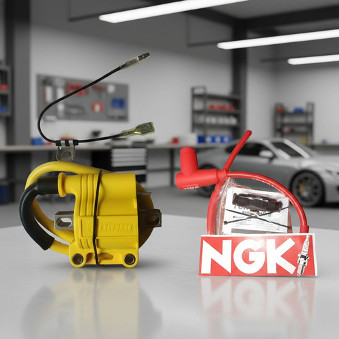 Bobibi Nibbi Amarilla De Alta, Cable Ngk Amarillo,azul, Rojo 18