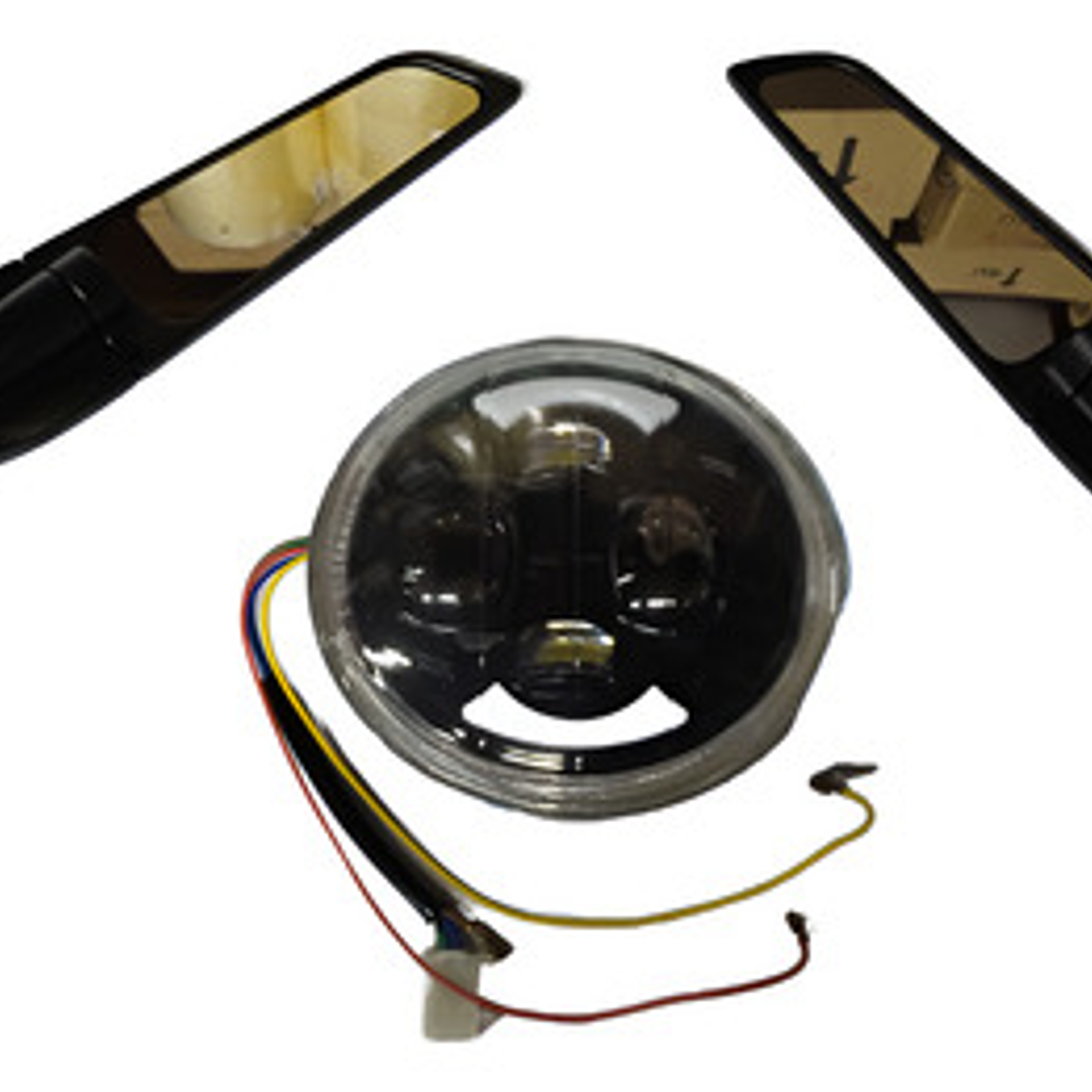 Luz Delantera Y Par De Espejos De Ala Para Moto 1