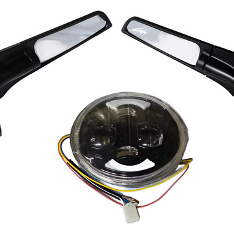 Luz Delantera Y Par De Espejos De Ala Para Moto 9