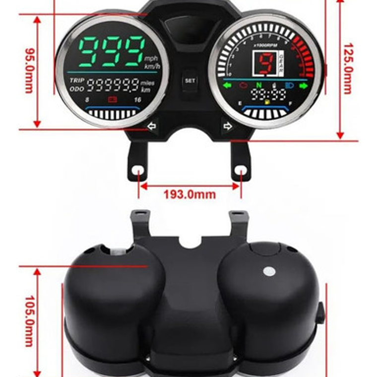 Tablero Velocímetro Digital Moto Instumento Tacómetro Gn125f 3