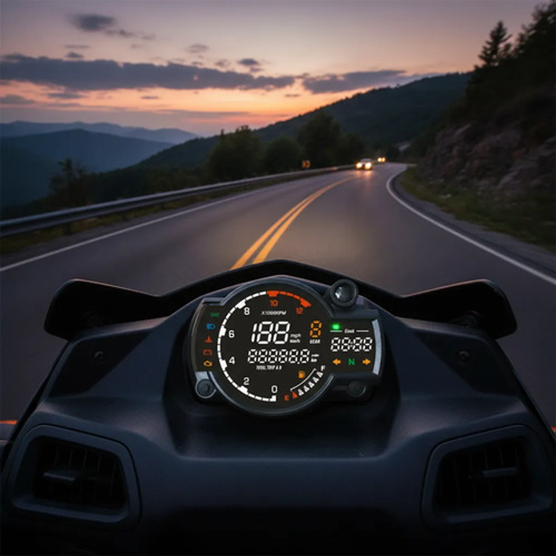 Royal Cristal Líquido Medidor Universal Café Racer 2