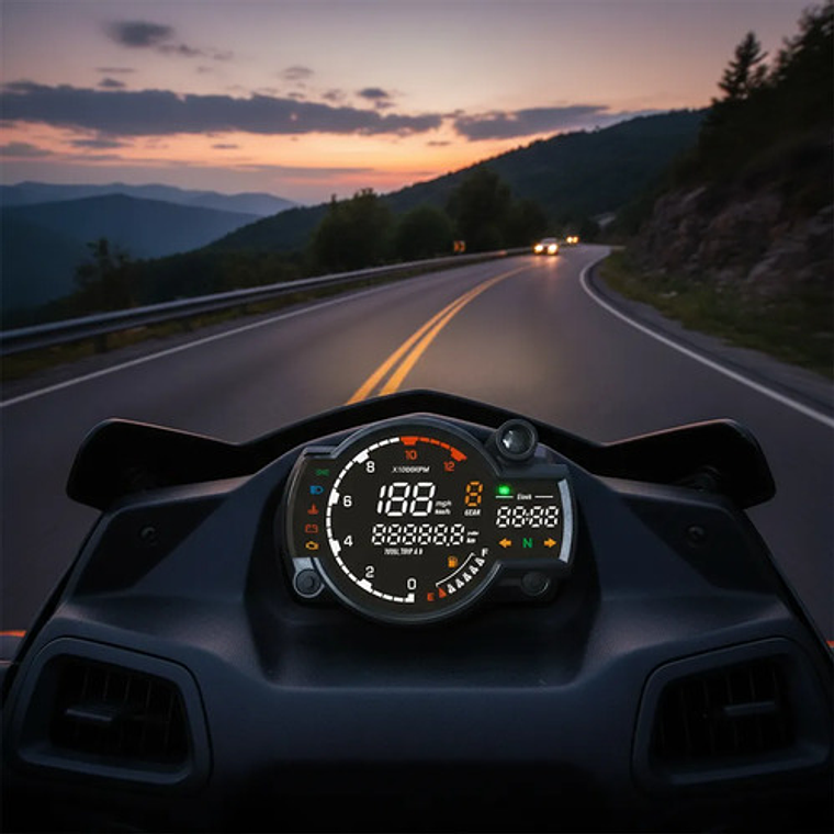 Royal Cristal Líquido Medidor Universal Café Racer 2