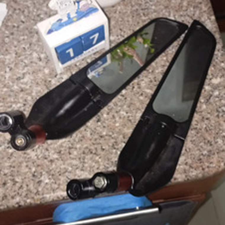 Par De Espejos Retrovisores Universales Para Moto Negros 5