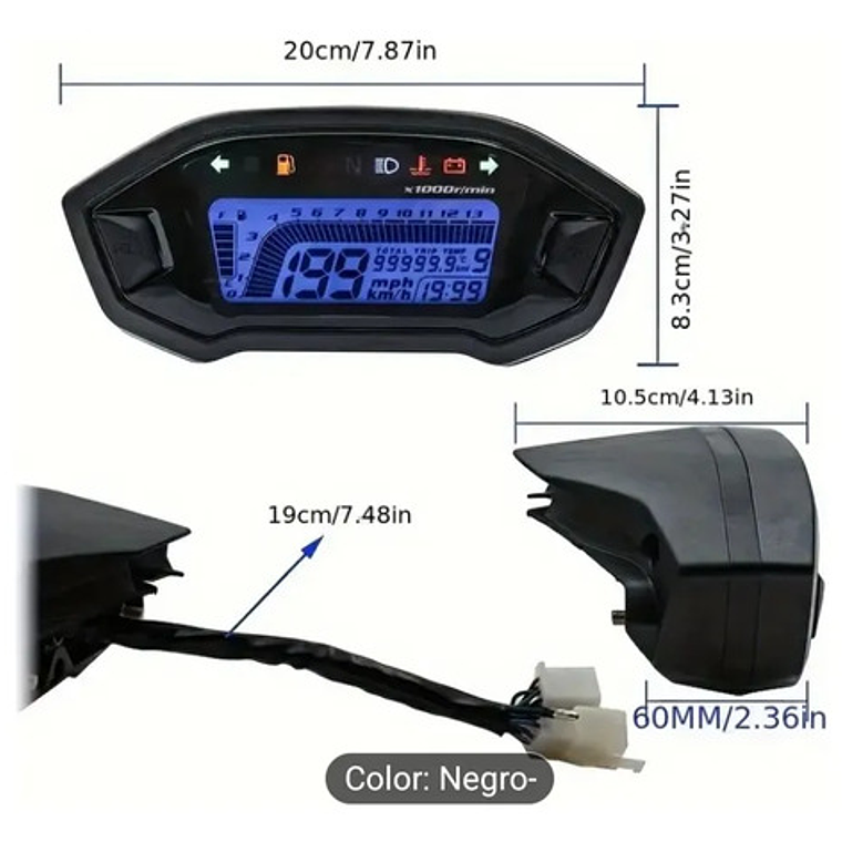 Tablero Digital Universal Para Moto Con Sensores Y Accesorio 6