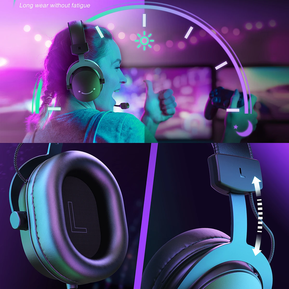 Auriculares FIFINE, conector de 3,5 mm y auriculares USB con sonido envolvente 7,1/control de volumen/interruptor de silencio para PC/MAC/PS4/PS5 Mixer-H9 15