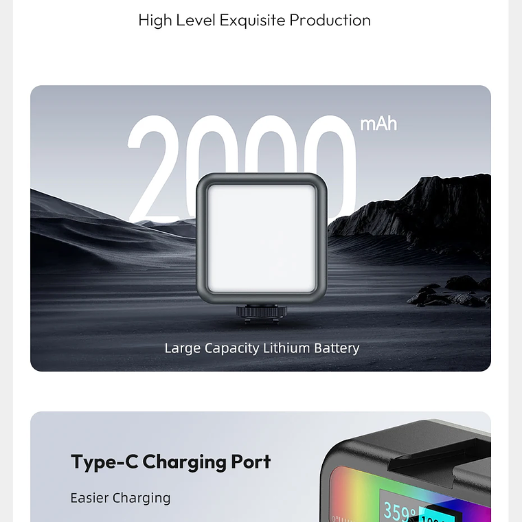 Ulanzi VL49 Mini RGB LED luz de vídeo 2700K-9000K en la cámara luz de relleno fotografía iluminación bolsillo Live Tiktok Vlog lámpara de luz 24