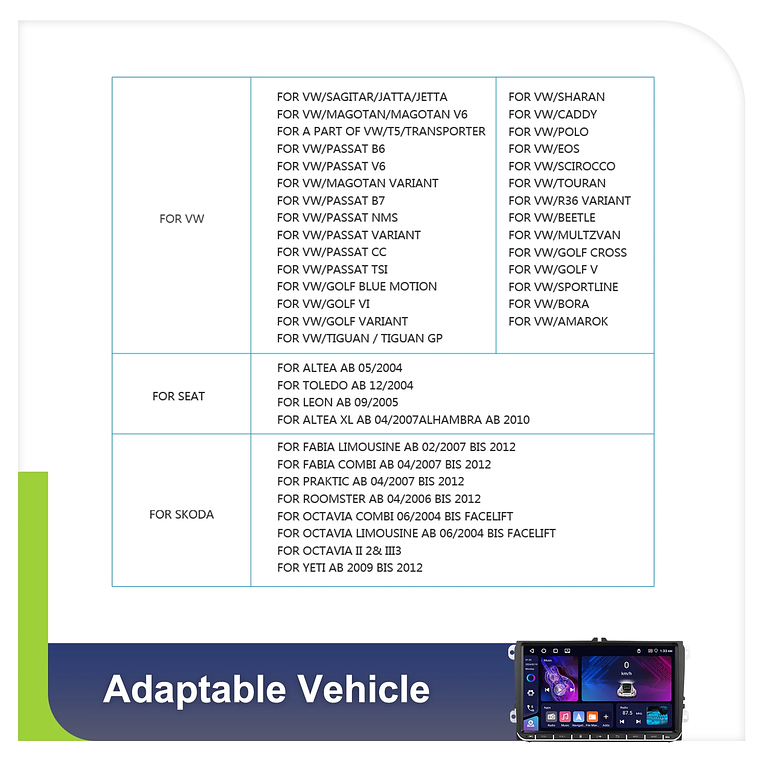 Podofo-Radio con GPS para coche, reproductor con Android, 4 + 64G, WIFI, 9 pulgadas, estéreo, Carplay, para VW/PASSAT/GOLF/SHARAN/POLO 3