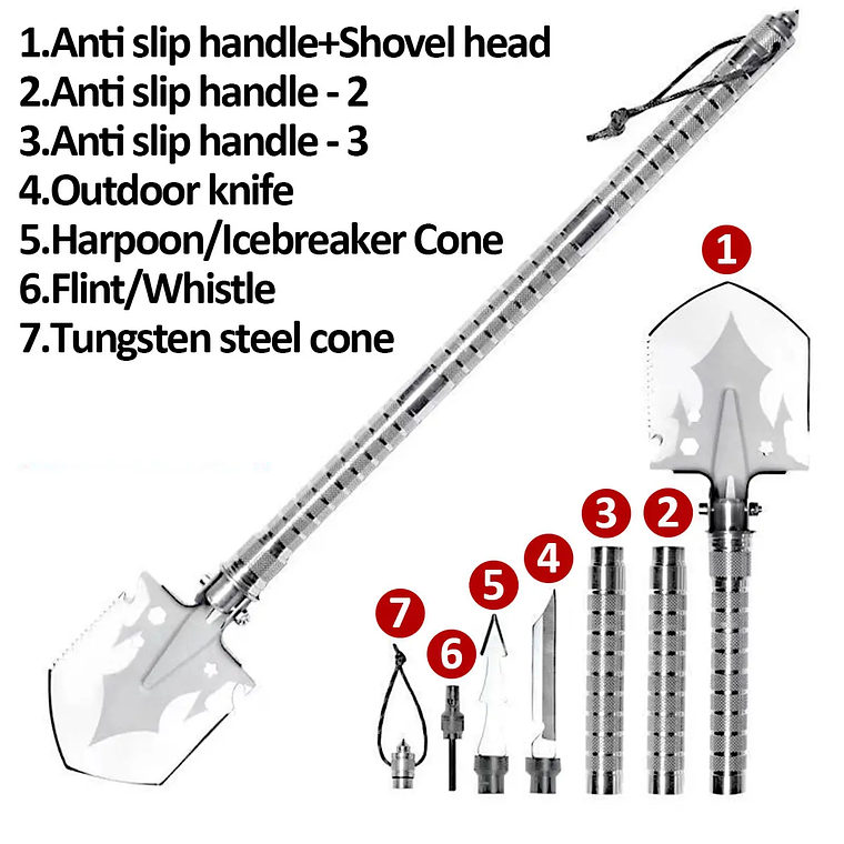 Pala eléctrica militar plegable desmontable multifuncional, equipo de supervivencia al aire libre, herramientas de autodefensa, accesorios de acampada 4