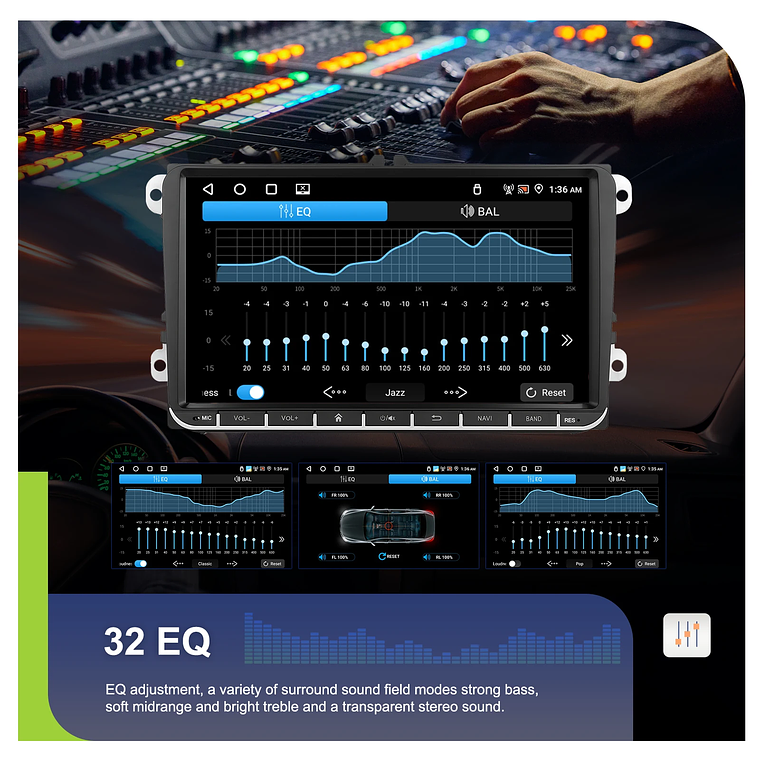 Podofo-Radio con GPS para coche, reproductor con Android, 4 + 64G, WIFI, 9 pulgadas, estéreo, Carplay, para VW/PASSAT/GOLF/SHARAN/POLO 5