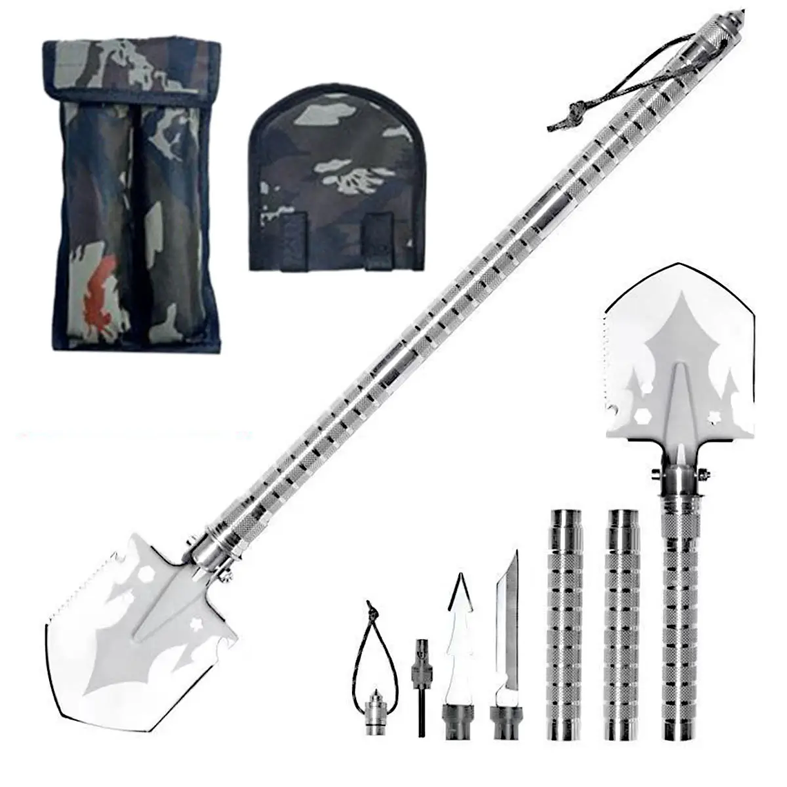 Pala eléctrica militar plegable desmontable multifuncional, equipo de supervivencia al aire libre, herramientas de autodefensa, accesorios de acampada 7