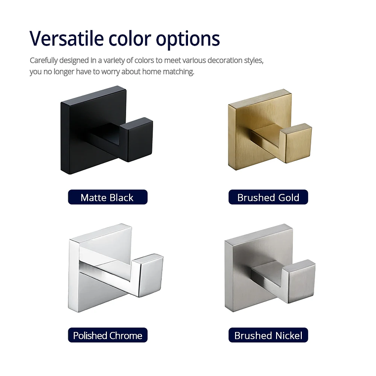 Hook de tornillo de pared de gancho negro de acero inoxidable para bata de tornillo para el baño SUS304 Rugadora a prueba de óxido para hardware de cocina Capacle 6