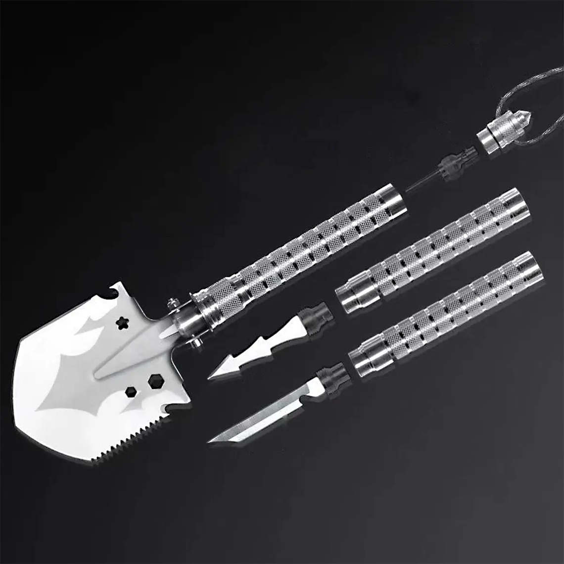 Pala eléctrica militar plegable desmontable multifuncional, equipo de supervivencia al aire libre, herramientas de autodefensa, accesorios de acampada 9